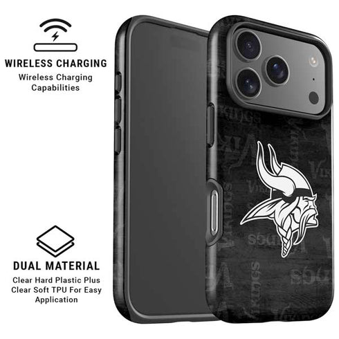 NFL Minnesota Vikings Black & White iPhone 17 Pro Magsafe Impact Case