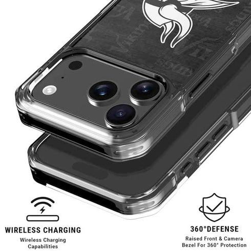 NFL Minnesota Vikings Black & White iPhone 18 Pro Clear Case