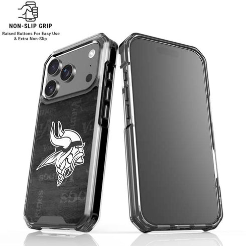 NFL Minnesota Vikings Black & White iPhone 18 Pro Clear Case