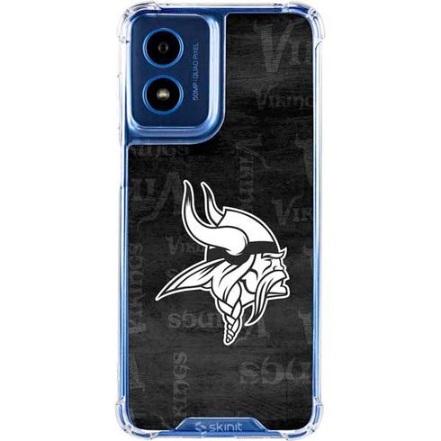 NFL Minnesota Vikings Black & White Moto G 5G (2024) Clear Case