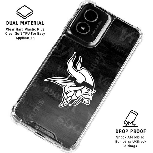 NFL Minnesota Vikings Black & White Moto G Power 5G (2024) Clear Case