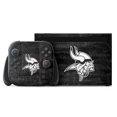 NFL Minnesota Vikings Black & White Nintendo Switch 2 (2025) with Joy-Con Skin