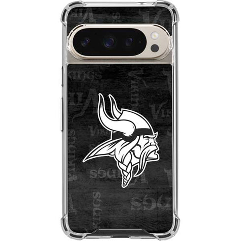 NFL Minnesota Vikings Black & White Pixel 9/9 Pro Clear Case