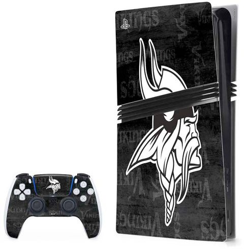 NFL Minnesota Vikings Black & White PS5 Pro Bundle Skin