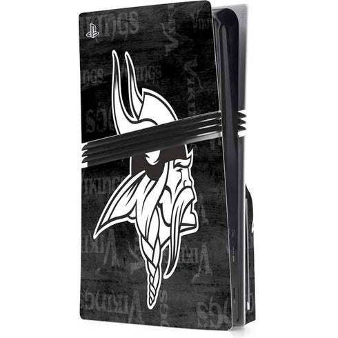 NFL Minnesota Vikings Black & White PS5 Pro Disk Console Skin