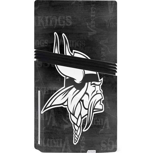NFL Minnesota Vikings Black & White PS5 Pro Disk Console Skin