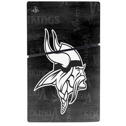 NFL Minnesota Vikings Black & White PS5 Slim Digital Edition Console Skin