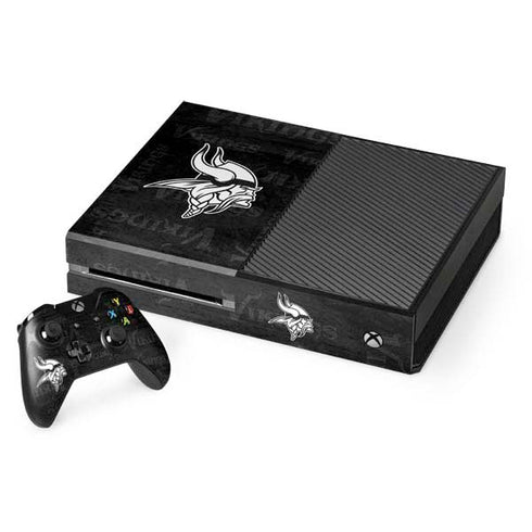 NFL Minnesota Vikings Black & White Xbox One Console and Controller Bundle Skin