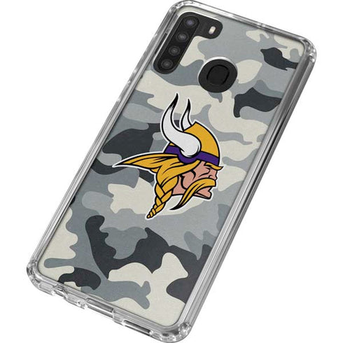 NFL Minnesota Vikings Camo Galaxy A21 Clear Case