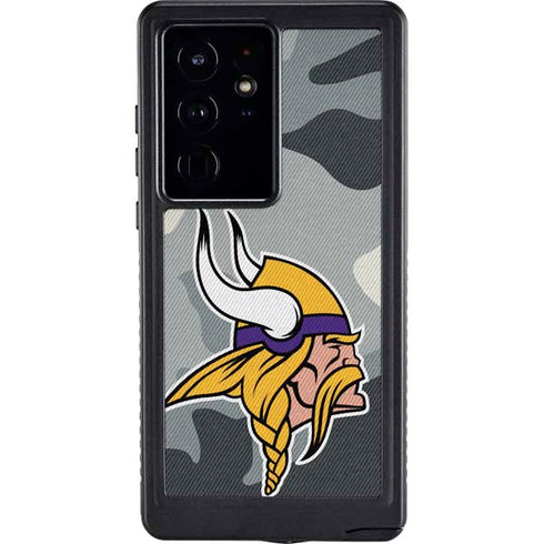 NFL Minnesota Vikings Camo Galaxy S24 Ultra Waterproof Case
