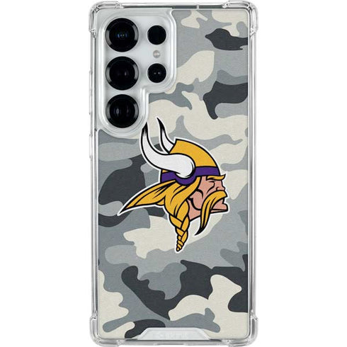 NFL Minnesota Vikings Camo Galaxy S25 Ultra Clear Case