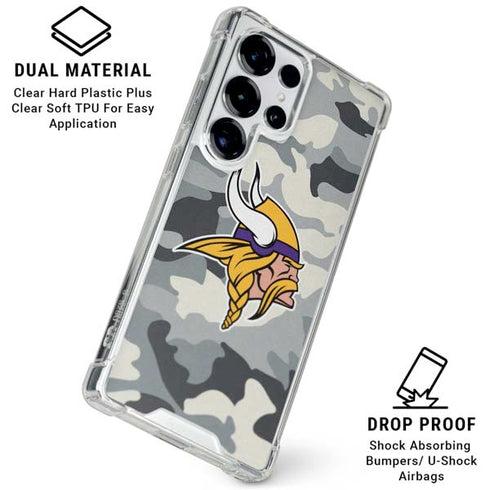 NFL Minnesota Vikings Camo Galaxy S25 Ultra Clear Case