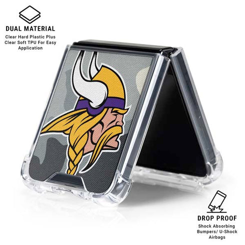 NFL Minnesota Vikings Camo Galaxy Z Flip6 Clear Case