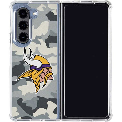 NFL Minnesota Vikings Camo Galaxy Z Fold5 5G Clear Case