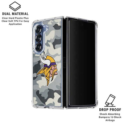 NFL Minnesota Vikings Camo Galaxy Z Fold6 Clear Case