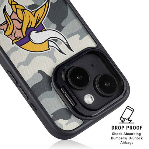 NFL Minnesota Vikings Camo iPhone 14 Kickstand Case