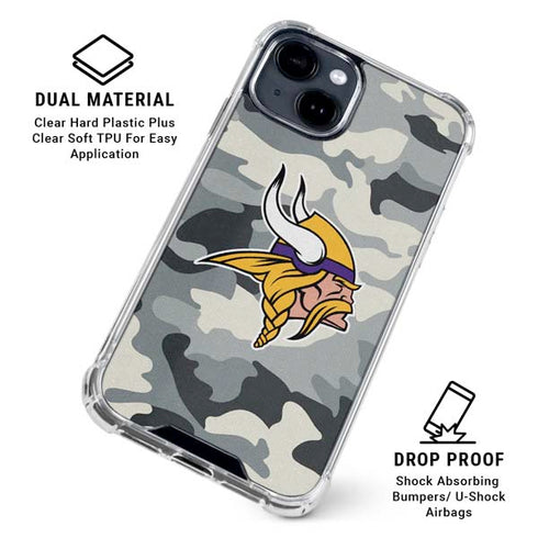 NFL Minnesota Vikings Camo iPhone 15 Clear Case