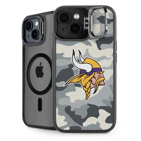 NFL Minnesota Vikings Camo iPhone 15 Kickstand Case
