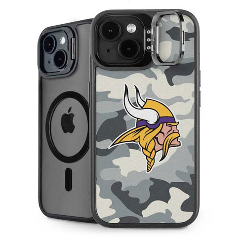 NFL Minnesota Vikings Camo iPhone 15 Plus Kickstand Case