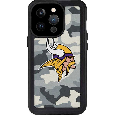 NFL Minnesota Vikings Camo iPhone 15 Pro Waterproof Case