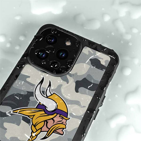 NFL Minnesota Vikings Camo iPhone 15 Pro Waterproof Case
