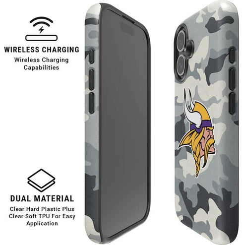 NFL Minnesota Vikings Camo iPhone 16 Plus Magsafe Impact Case
