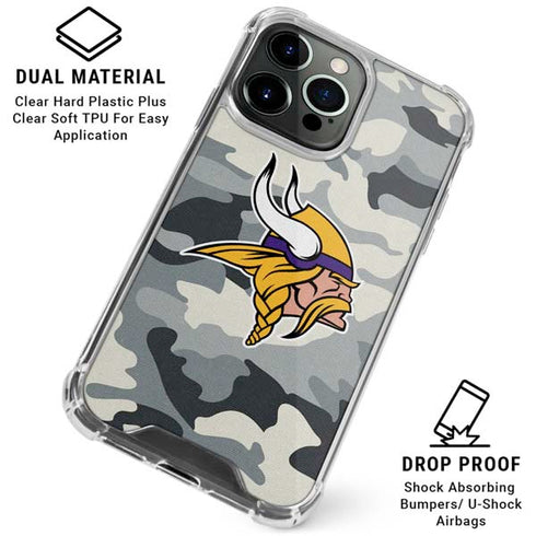 NFL Minnesota Vikings Camo iPhone 16 Pro Max Clear Case