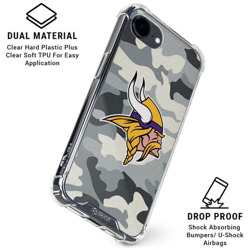 NFL Minnesota Vikings Camo iPhone 16e Clear Case