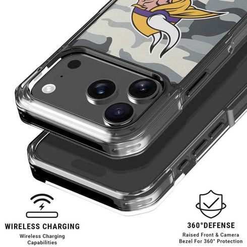NFL Minnesota Vikings Camo iPhone 18 Pro Clear Case