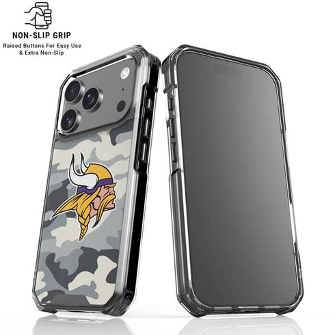 NFL Minnesota Vikings Camo iPhone 18 Pro Clear Case