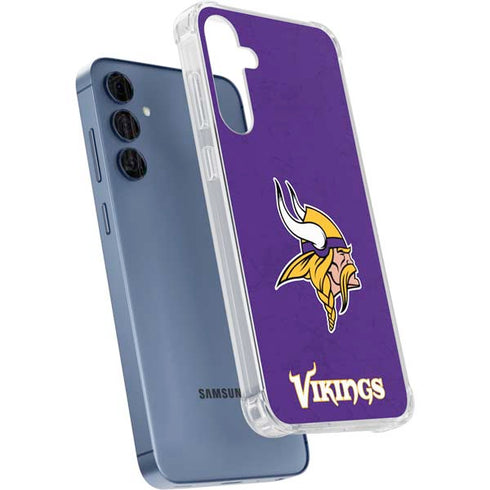 NFL Minnesota Vikings Distressed Galaxy A55 5G Clear Case
