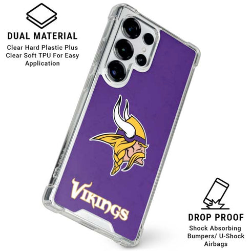 NFL Minnesota Vikings Distressed Galaxy S25 Ultra Clear Case