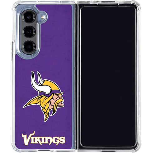 NFL Minnesota Vikings Distressed Galaxy Z Fold5 5G Clear Case