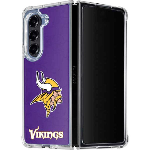 NFL Minnesota Vikings Distressed Galaxy Z Fold5 5G Clear Case