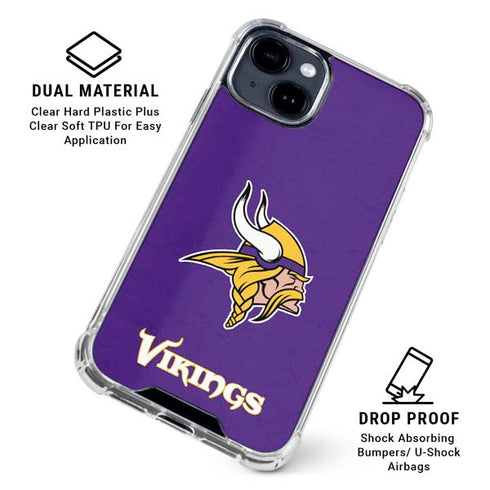 NFL Minnesota Vikings Distressed iPhone 15 Clear Case