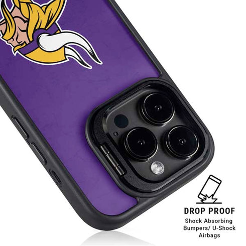 NFL Minnesota Vikings Distressed iPhone 15 Pro Max Kickstand Case