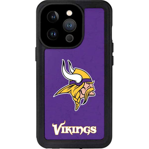 NFL Minnesota Vikings Distressed iPhone 15 Pro Waterproof Case