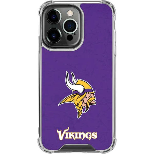 NFL Minnesota Vikings Distressed iPhone 16 Pro Clear Case