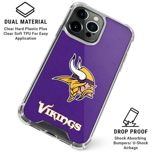 NFL Minnesota Vikings Distressed iPhone 16 Pro Clear Case