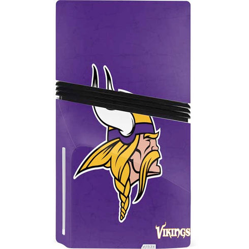 NFL Minnesota Vikings Distressed PS5 Pro Disk Console Skin