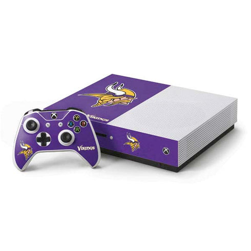 NFL Minnesota Vikings Distressed Xbox One S Console and Controller Bundle Skin