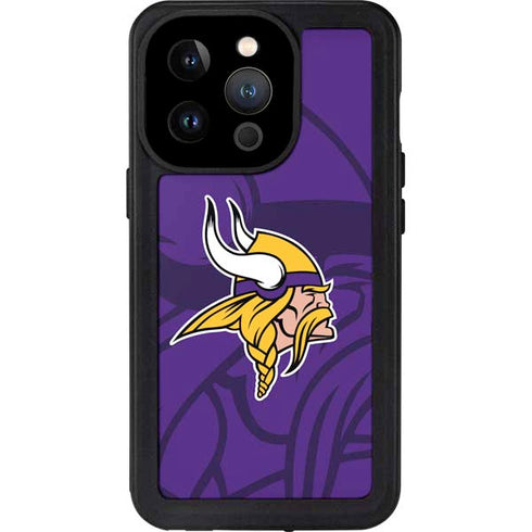 NFL Minnesota Vikings Double Vision iPhone 15 Pro Waterproof Case