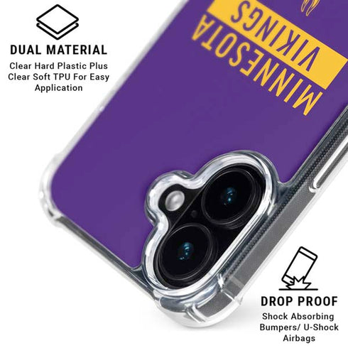 NFL Minnesota Vikings Purple Performance Series iPhone 16 Plus Clear Case