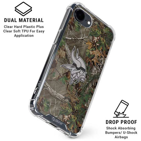 NFL Minnesota Vikings Realtree Xtra Green Camo iPhone 16e Clear Case
