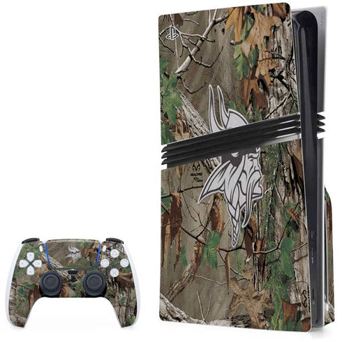 NFL Minnesota Vikings Realtree Xtra Green Camo PS5 Pro Disk Bundle Skin