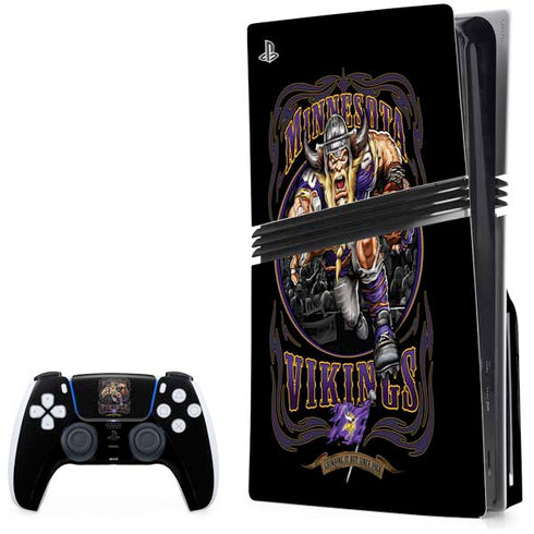 Liquid Blue NFL Minnesota Vikings Running Back PS5 Pro Disk Bundle Skin