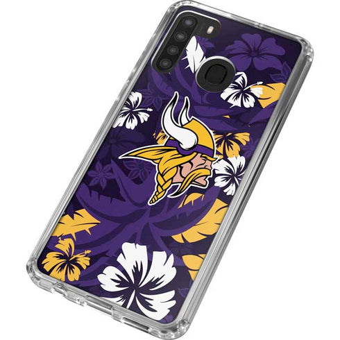 NFL Minnesota Vikings Tropical Print Galaxy A21 Clear Case