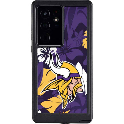 NFL Minnesota Vikings Tropical Print Galaxy S24 Ultra Waterproof Case
