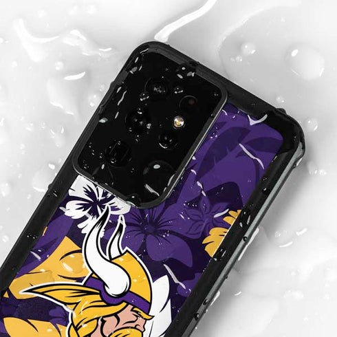 NFL Minnesota Vikings Tropical Print Galaxy S24 Ultra Waterproof Case