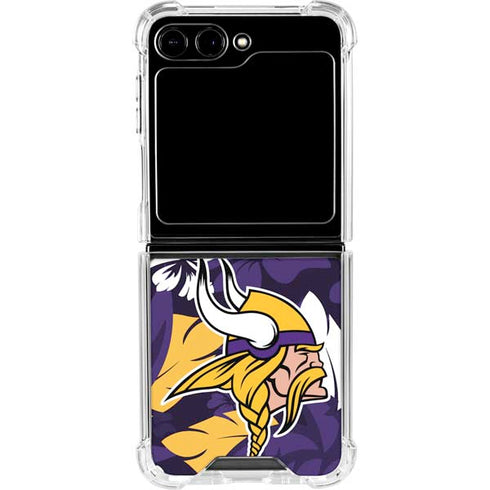 NFL Minnesota Vikings Tropical Print Galaxy Z Flip6 Clear Case